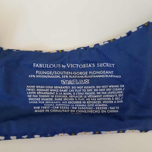 Victoria's Secret Fabulous Plunge Floral Design Blue White Color Sz 34B - Picture 8 of 8